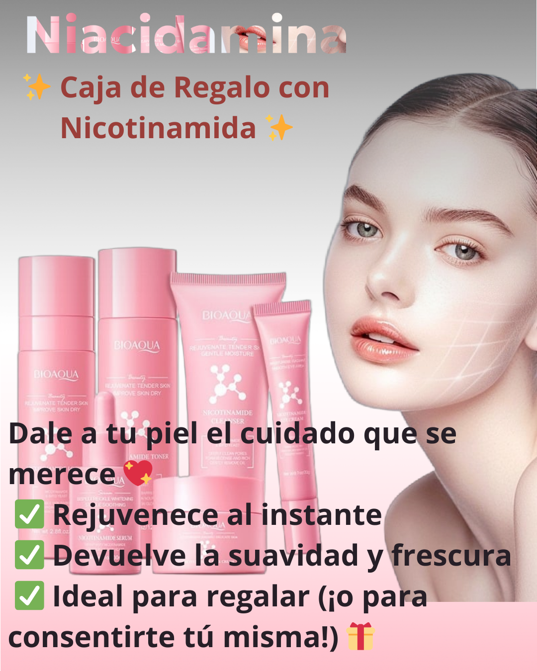 KIT NICOTINAMIDA BIOAQUA 6 PASOS||CAJA DE LUJO